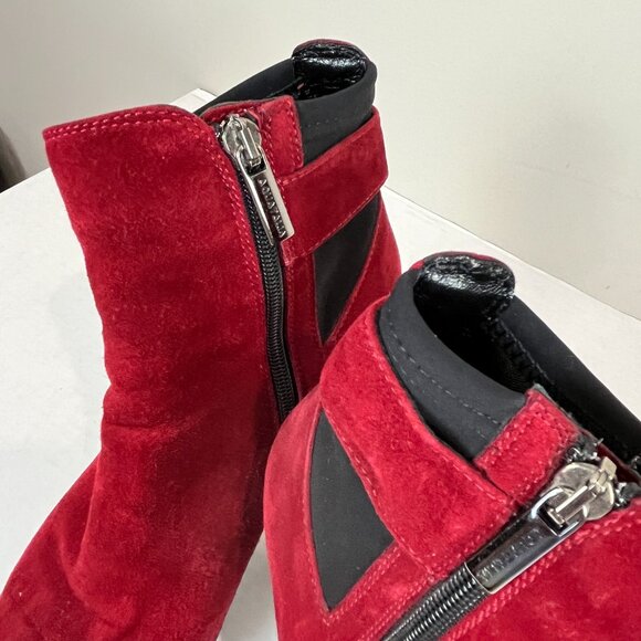 Women's Aquatalia Red Suede Heeled Bootie, Size 38.5 EU - Picture 2 of 15